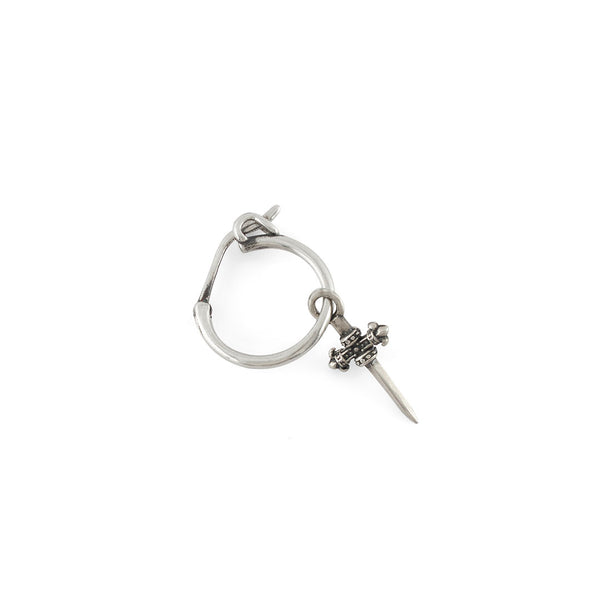 Sterling Silver hoop earring with a sword pendant - Serge DeNimes