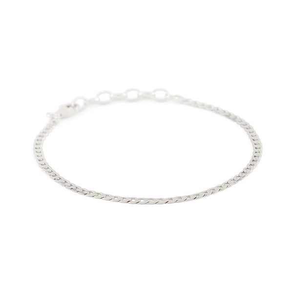 Silver Flat Cuban Chain Bracelet