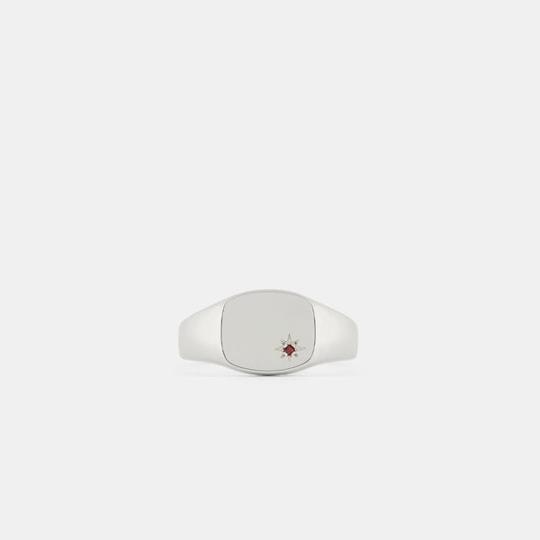 Silver Garnet Birthstone Ring