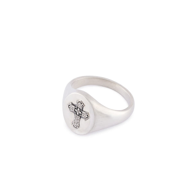 Silver Gothic Cross Ring