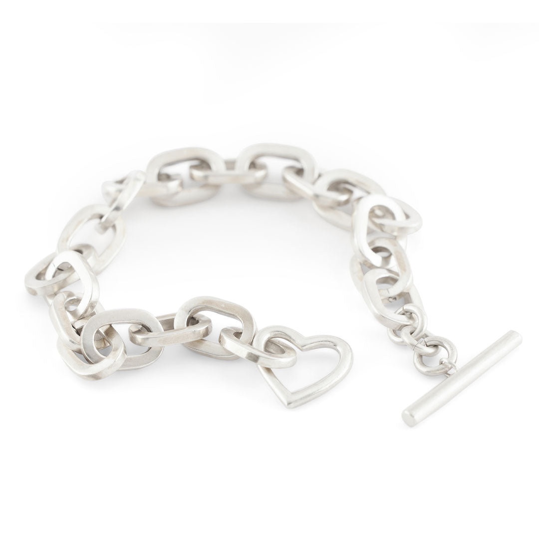 Silver Heart T-Bar Bracelet - Serge DeNimes
