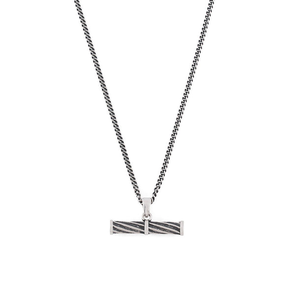 Silver Helix T-BarSilver curb chain with T-bar pendant with twisted helix texture - Serge DeNimes Necklace - Serge DeNimes