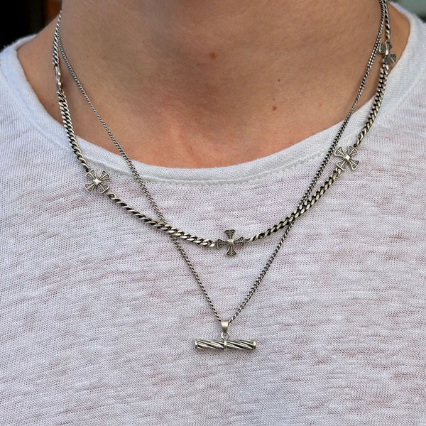 Silver Helix T-Bar Necklace - Serge DeNimes
