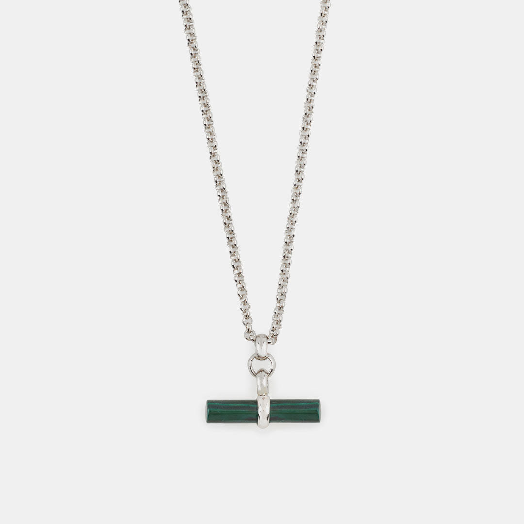 Silver Malachite T-Bar Necklace