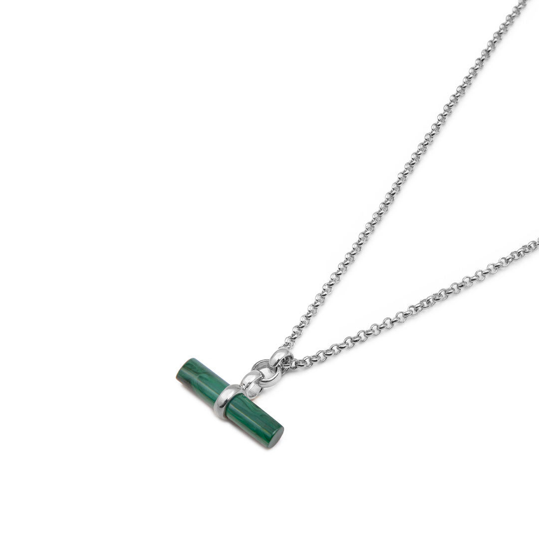 Silver Malachite T-Bar Necklace - Serge DeNimes