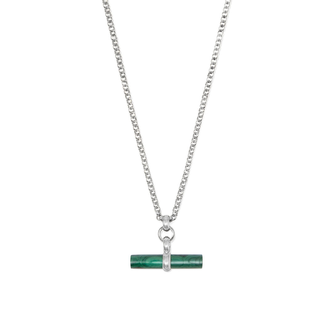 Silver Malachite T-Bar Necklace - Serge DeNimes