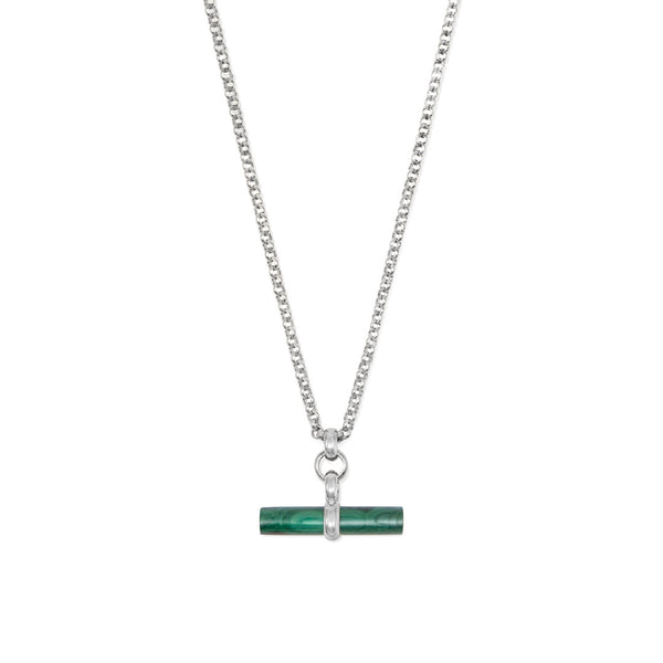 Silver Malachite T-Bar Necklace - Serge DeNimes