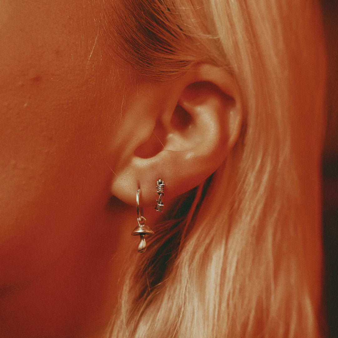 Silver Barbed Wire Earring