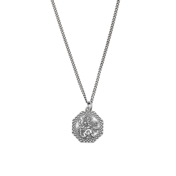 Silver Octagonal St Christopher Necklace
