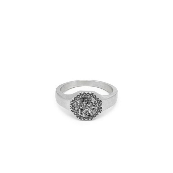 Silver Octagonal St Christopher Ring