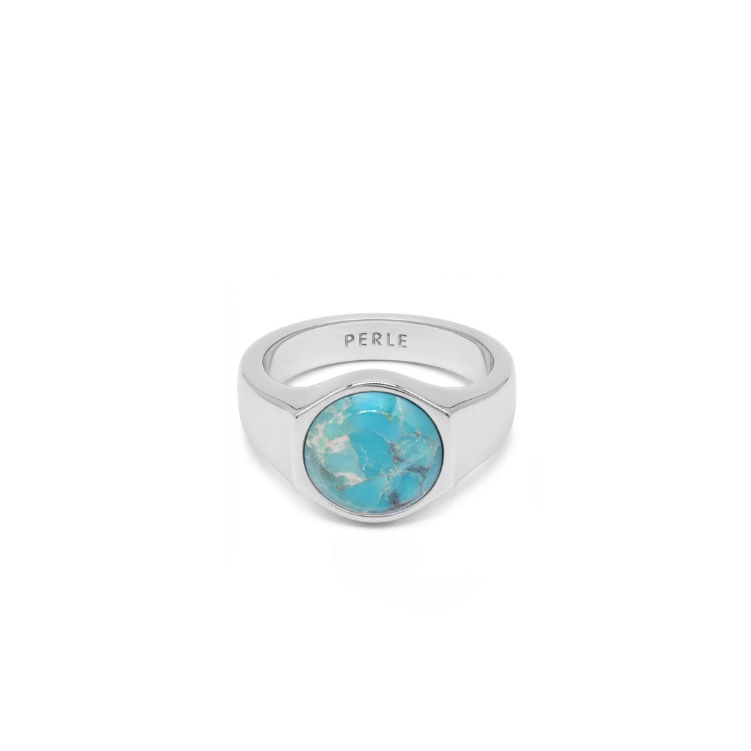 Silver Round Turquoise Ring | 925 Sterling Silver | Serge DeNimes