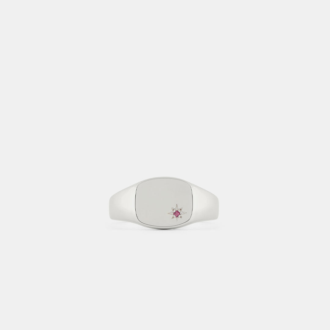 Silver Ruby Birthstone Ring