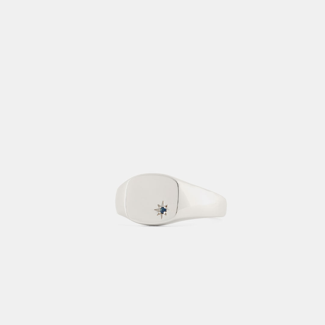 Silver Sapphire Birthstone Ring