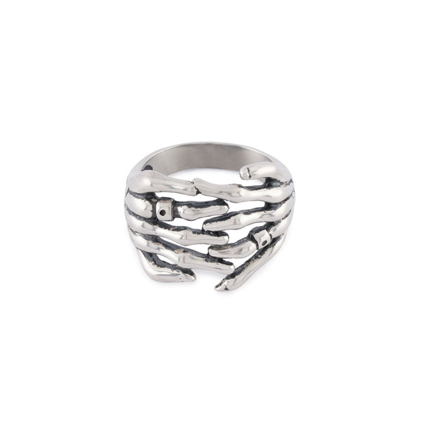 Silver Skeleton Hands Ring
