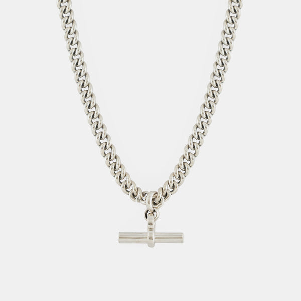 Silver Curb T-Bar Necklace