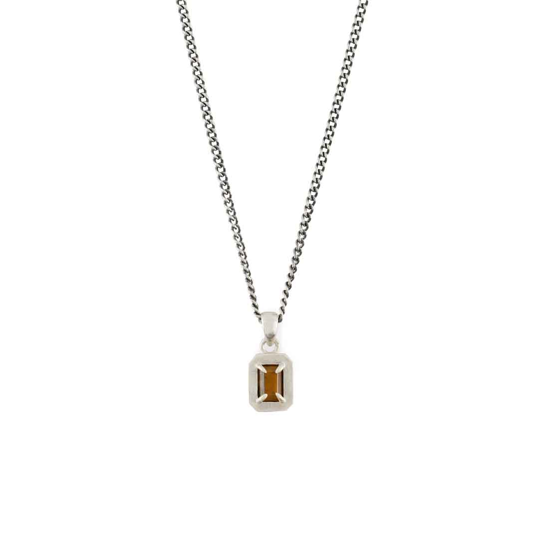 Silver Tigers Eye Blush Necklace