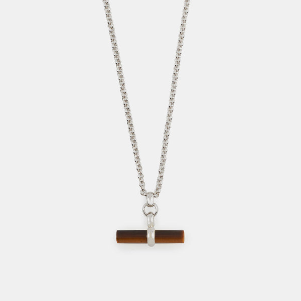 Silver Tigers Eye T-Bar Necklace