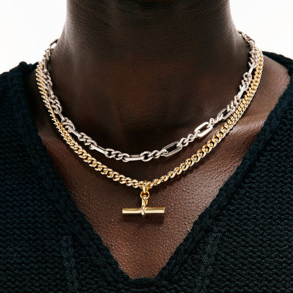 Gold Curb T-Bar Necklace - Serge DeNimes