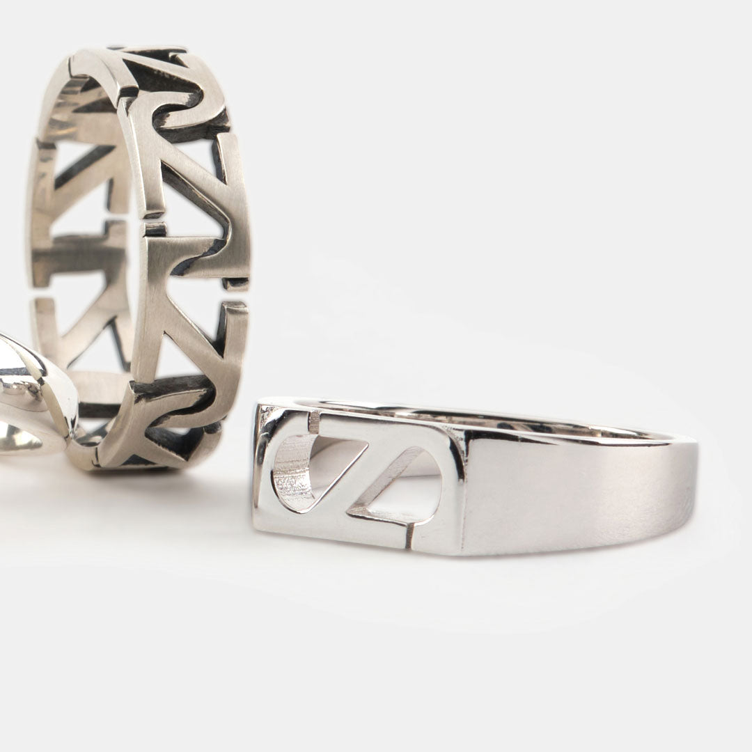 Silver Trademark Rectangle Ring