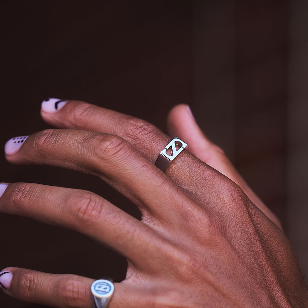 Silver Trademark Rectangle Ring