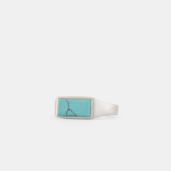 Silver Rectangle Turquoise Ring