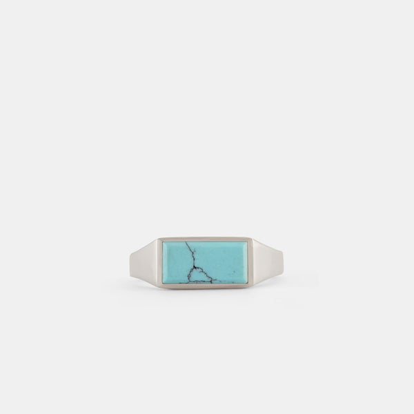 Silver Rectangle Turquoise Ring