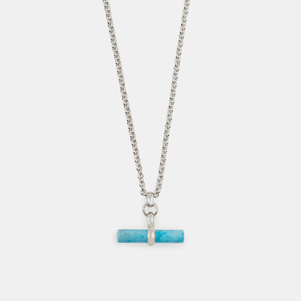 Silver Turquoise T-Bar Necklace