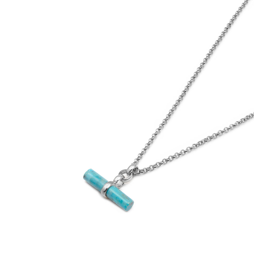 Silver Turquoise T-Bar Necklace - Serge DeNimes