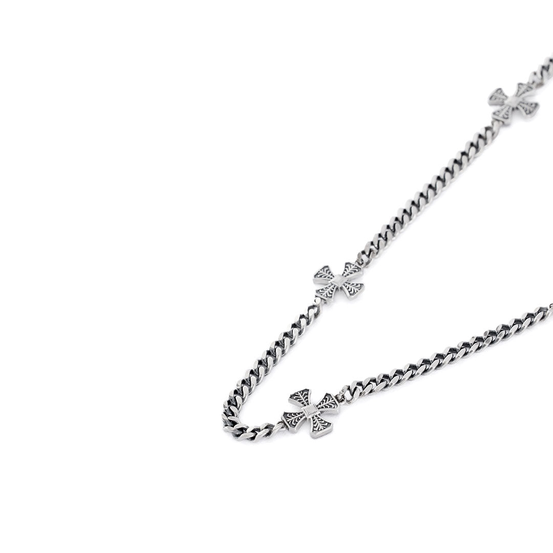 Silver Curb Chain with decorative cross pendants - Serge DeNimes