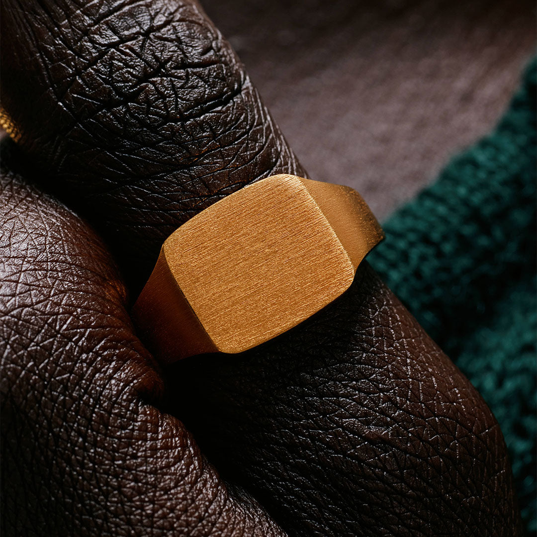 Gold Brushed Cushion Ring - Serge DeNimes