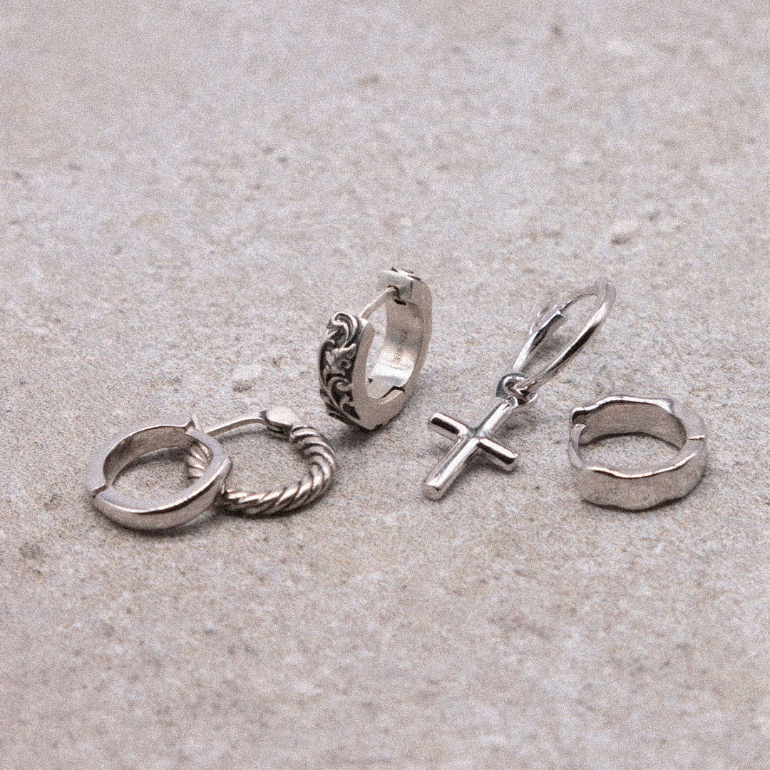 Silver Cross Pendant Earring - Serge DeNimes