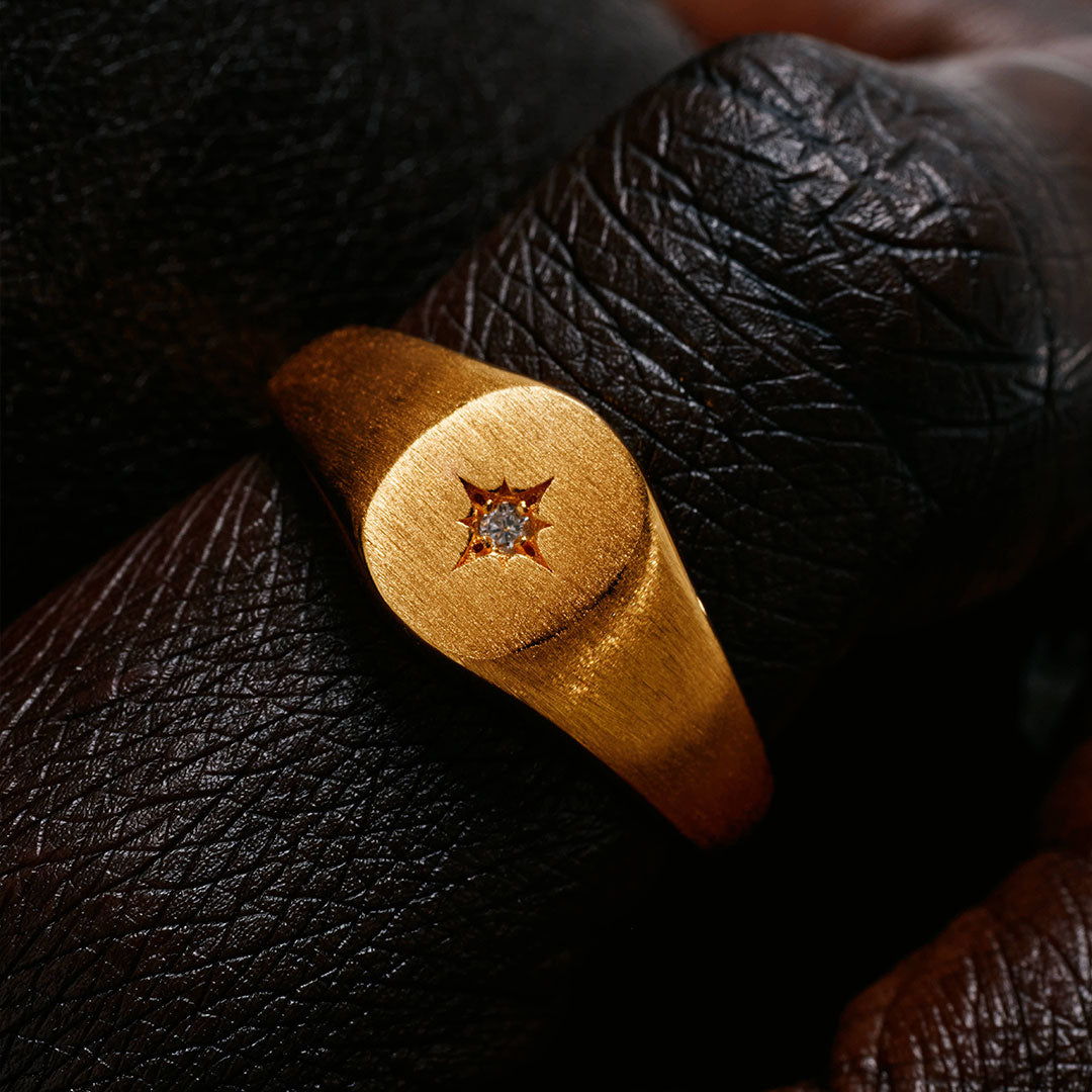 Gold Diamond Signet Ring - Serge DeNimes