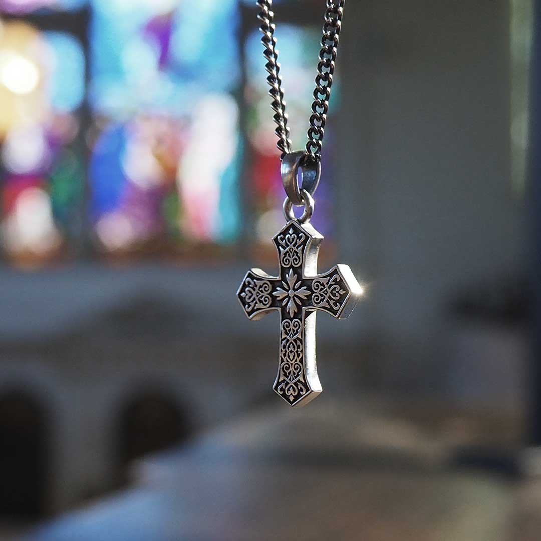 Silver Gothic Cross Necklace
