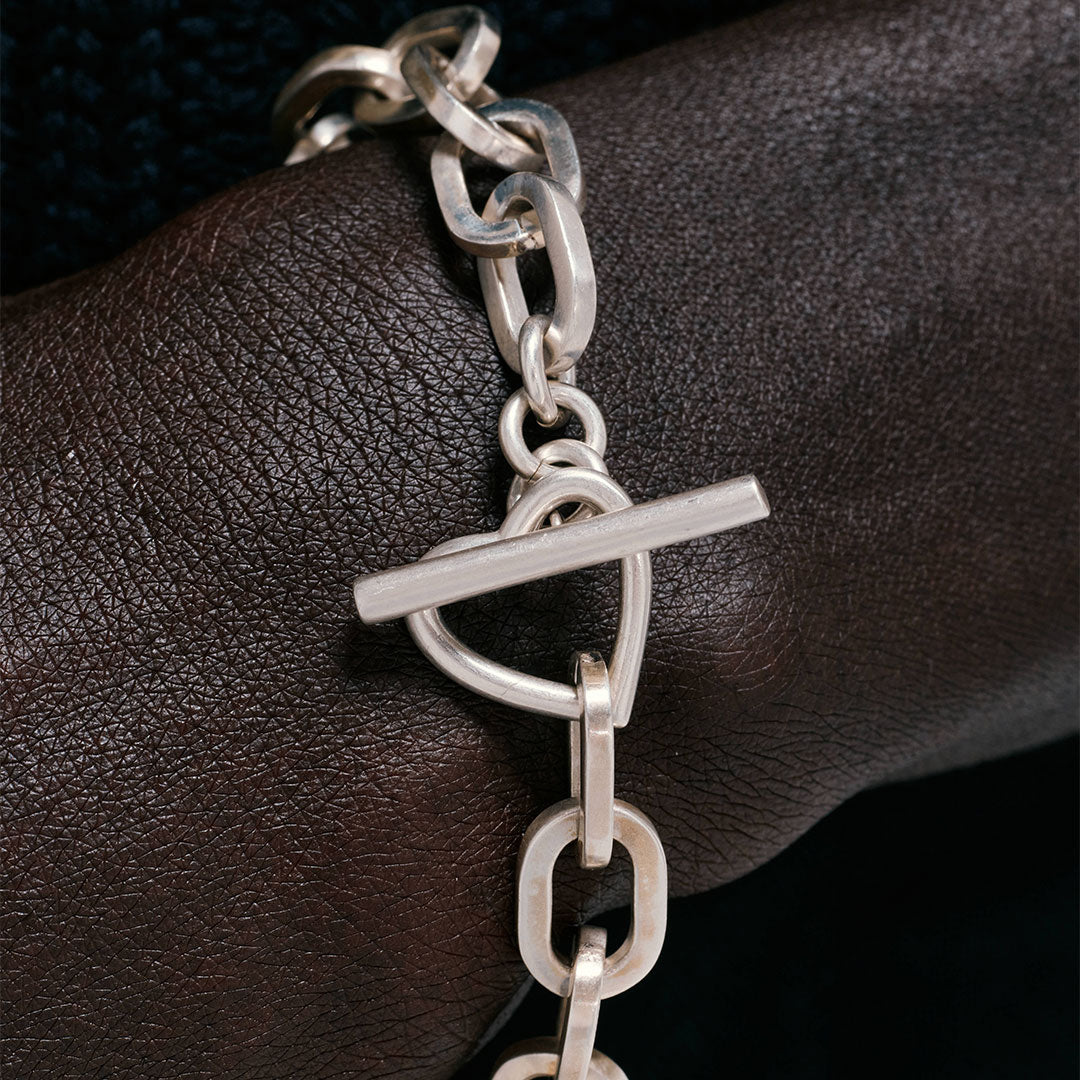Silver Heart T-Bar Bracelet - Serge DeNimes