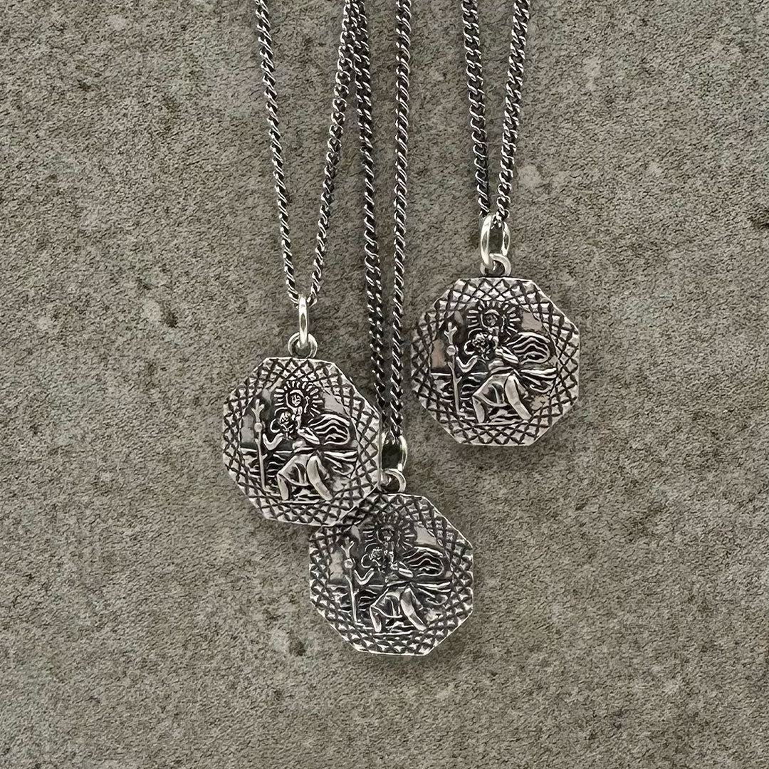 Silver Octagonal St Christopher Necklace