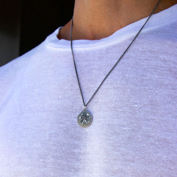 Silver Octagonal St Christopher Necklace