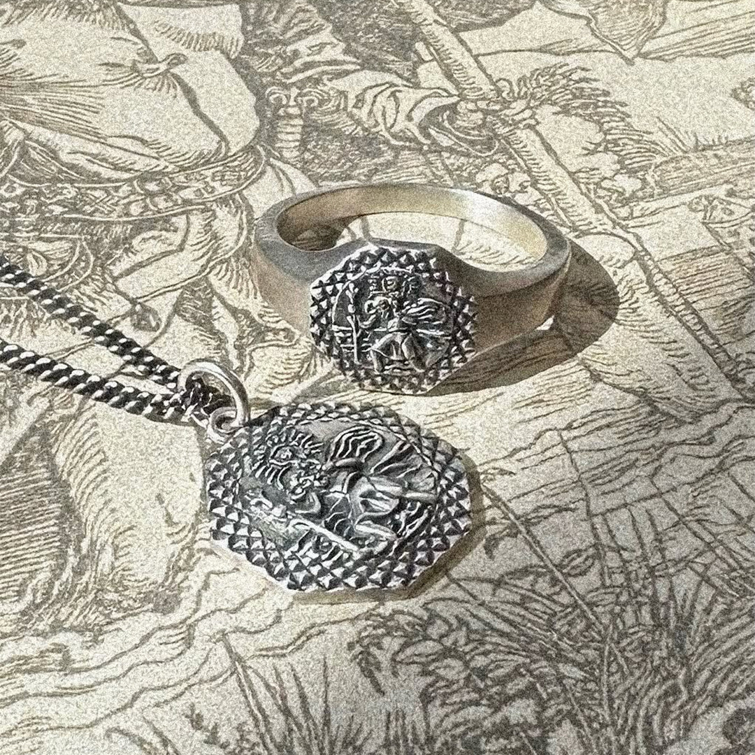 Silver Octagonal St Christopher Ring - Serge DeNimes