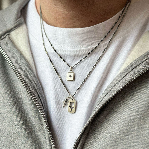 Silver Rose Dog Tag Necklace - Limited Edition - Serge DeNimes