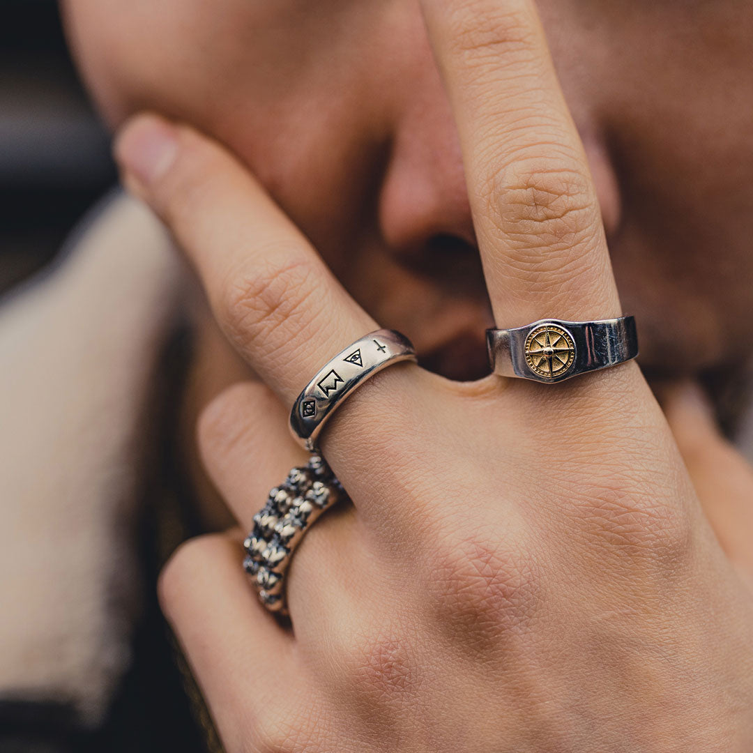 Silver 4 Symbols Ring - Serge DeNimes