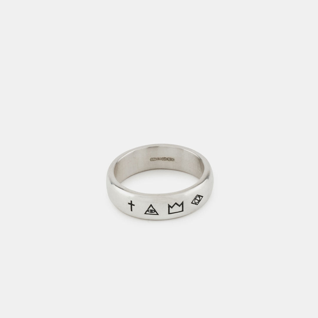 Silver 4 Symbols Ring – Serge DeNimes