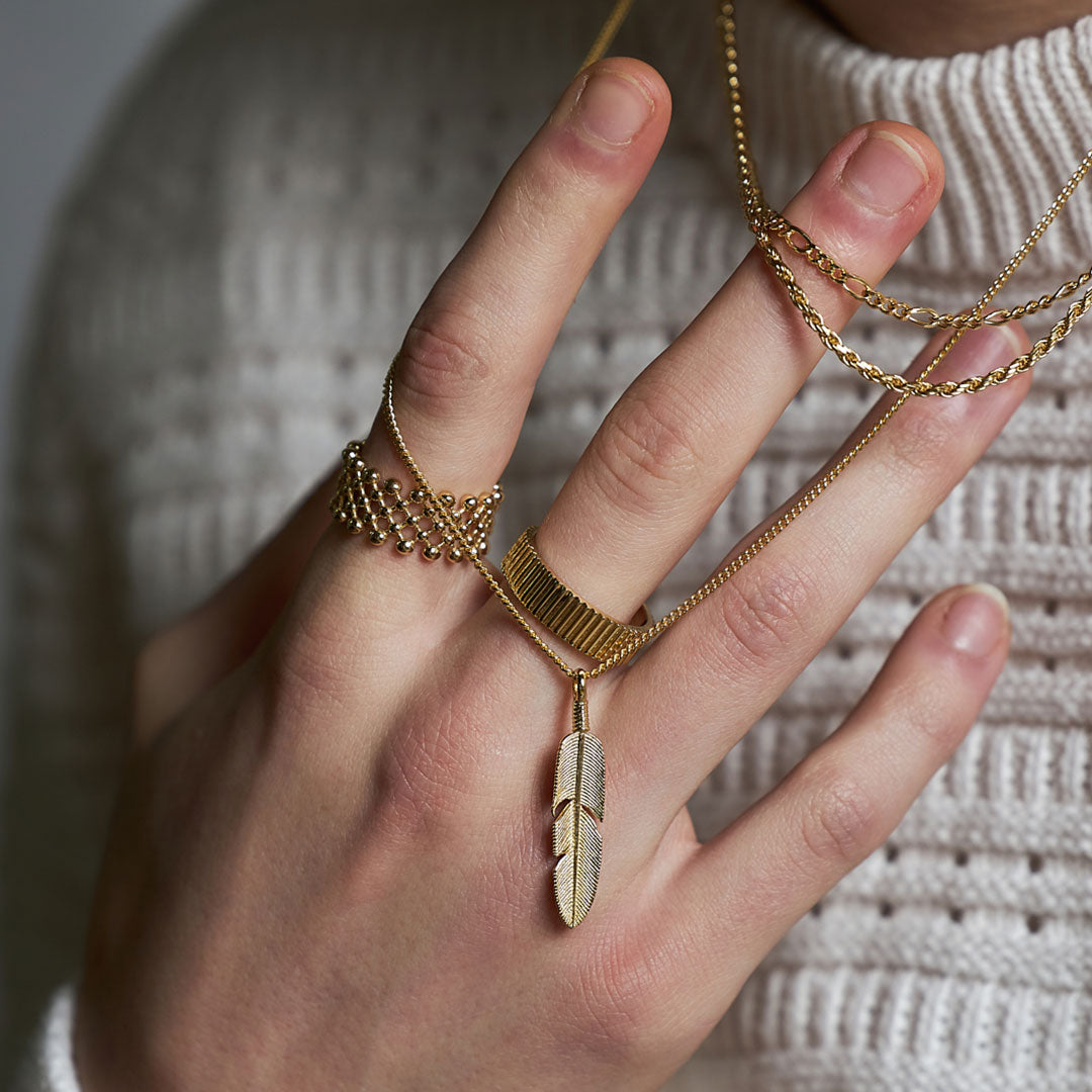 Gold Plated Silver Ridge Band Ring - Serge DeNimes