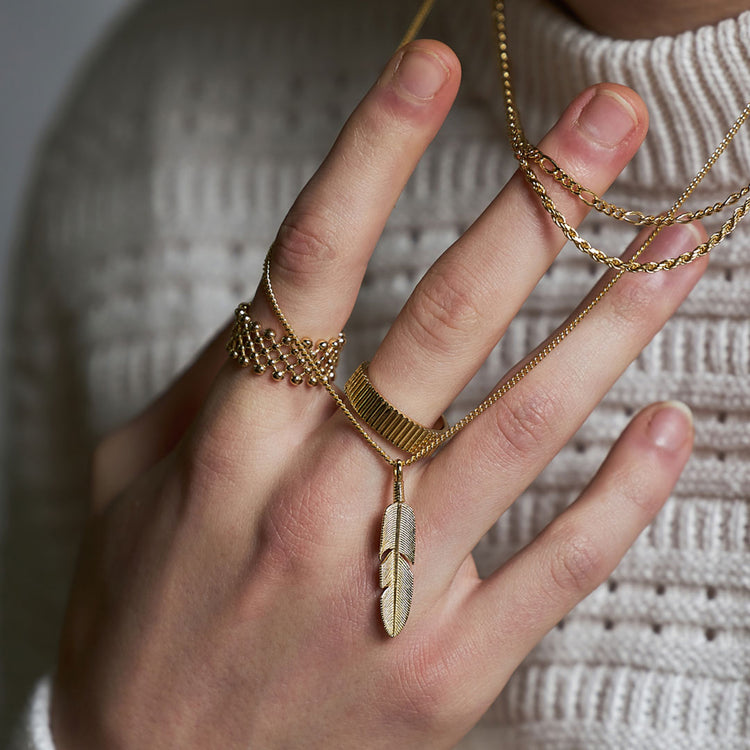 Gold Plated Silver Ridge Band Ring - Serge DeNimes