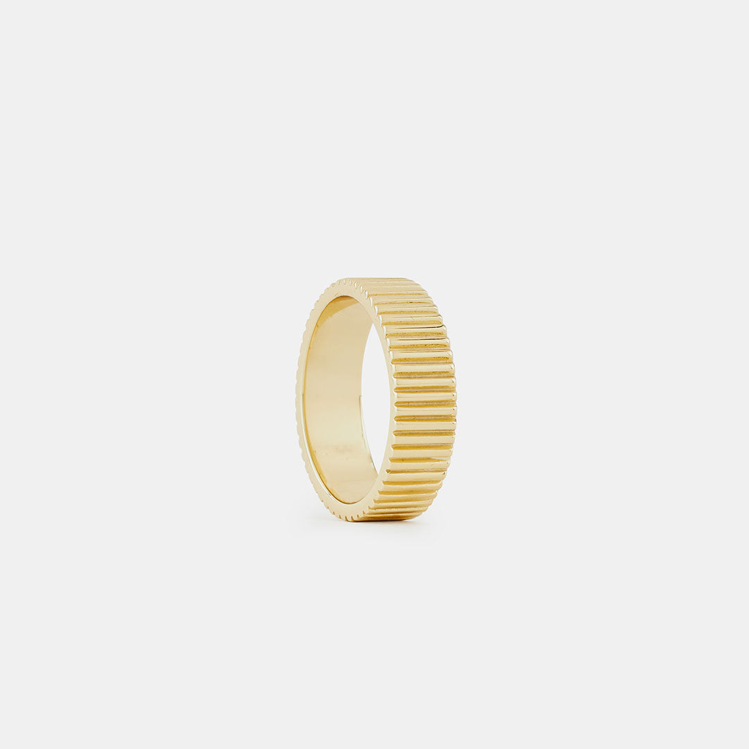 Gold Plated Silver Ridge Band Ring - Serge DeNimes