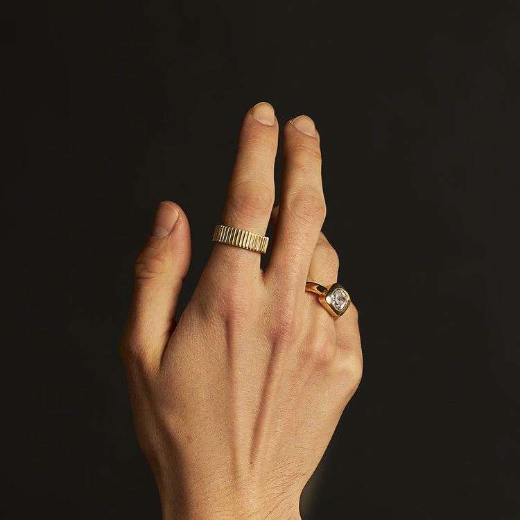 Gold Plated Silver Ridge Band Ring - Serge DeNimes