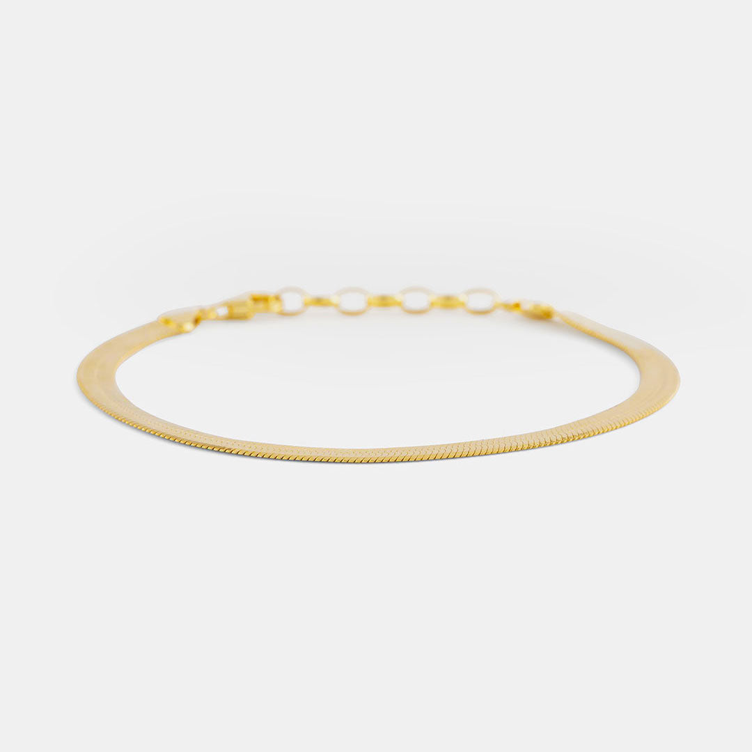 Gold Plated Silver Flat Snake Bracelet