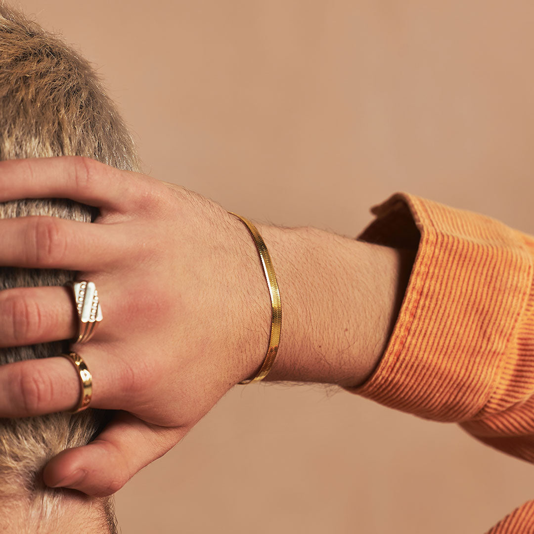 Gold Plated Silver Flat Snake Bracelet Serge DeNimes