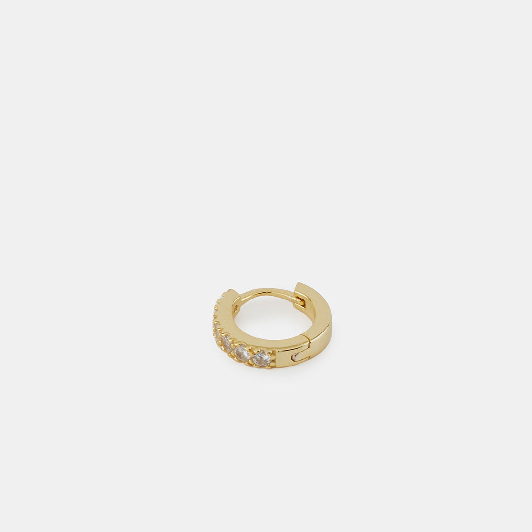 Gold Plated Silver Zirconia Hoop Earring - Serge DeNimes