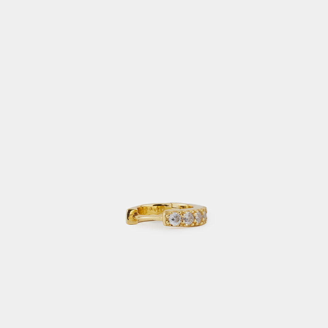 Gold Plated Silver Zirconia Hoop Earring - Serge DeNimes