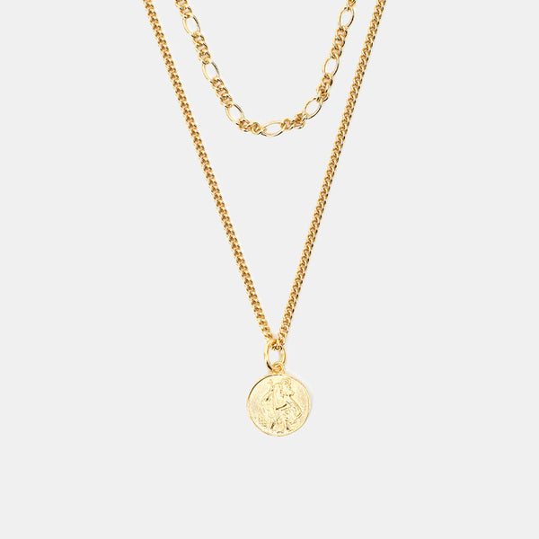 Gold Plated Silver St Christopher Multi Chain Necklace - Serge DeNimes