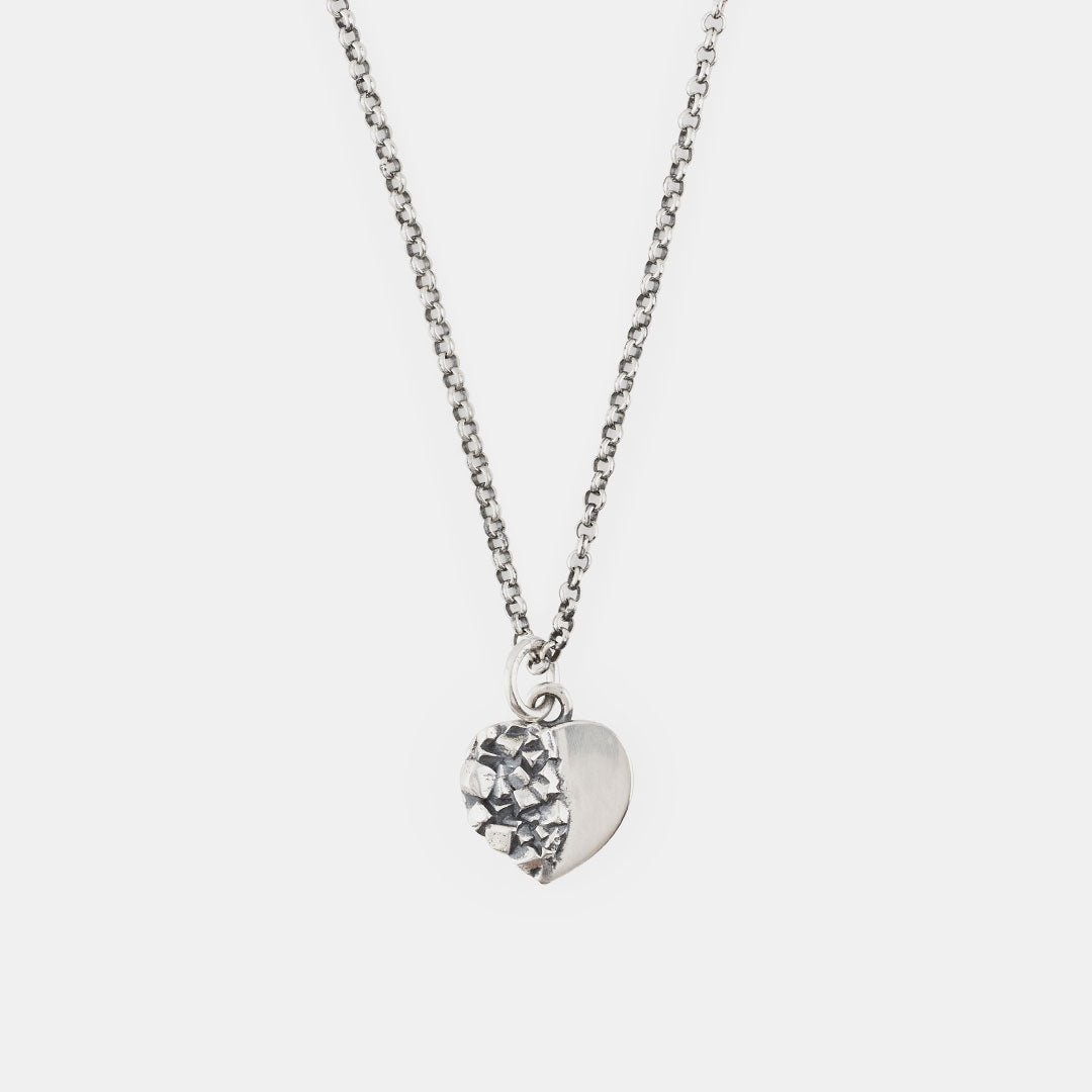 Silver Cubic Heart Necklace - Serge DeNimes